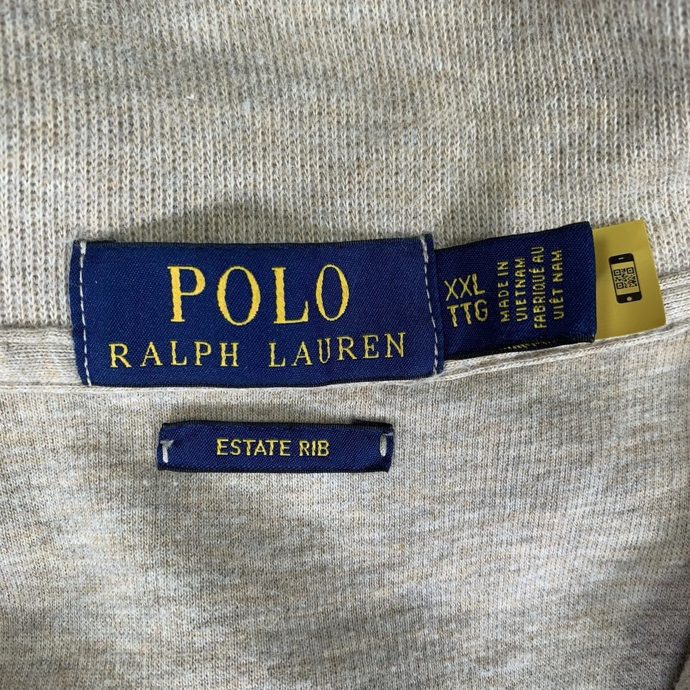 Polo Ralph Lauren Quarter Zip Sweater Mens 2XL Beige Estate Rib Knit Pullover - Picture 12 of 16